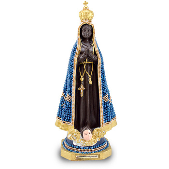 Imagem de Nossa Senhora Aparecida 39Cm de Borracha com perola Azul
