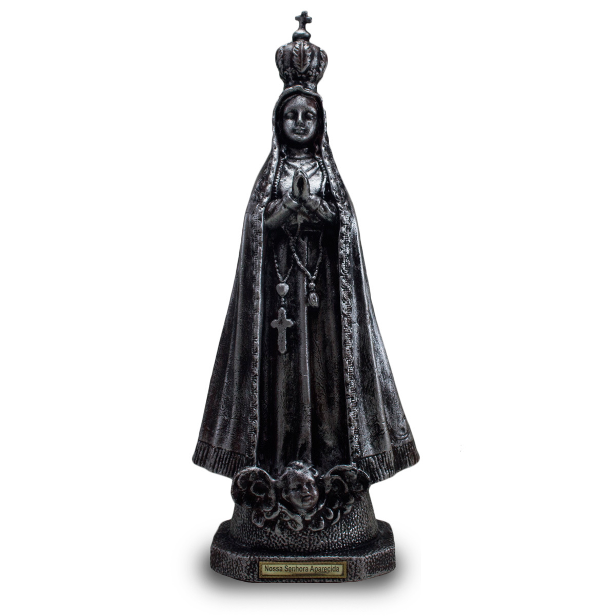 Imagem de Nossa Senhora de Aparecida Prata 39Cm de Borracha