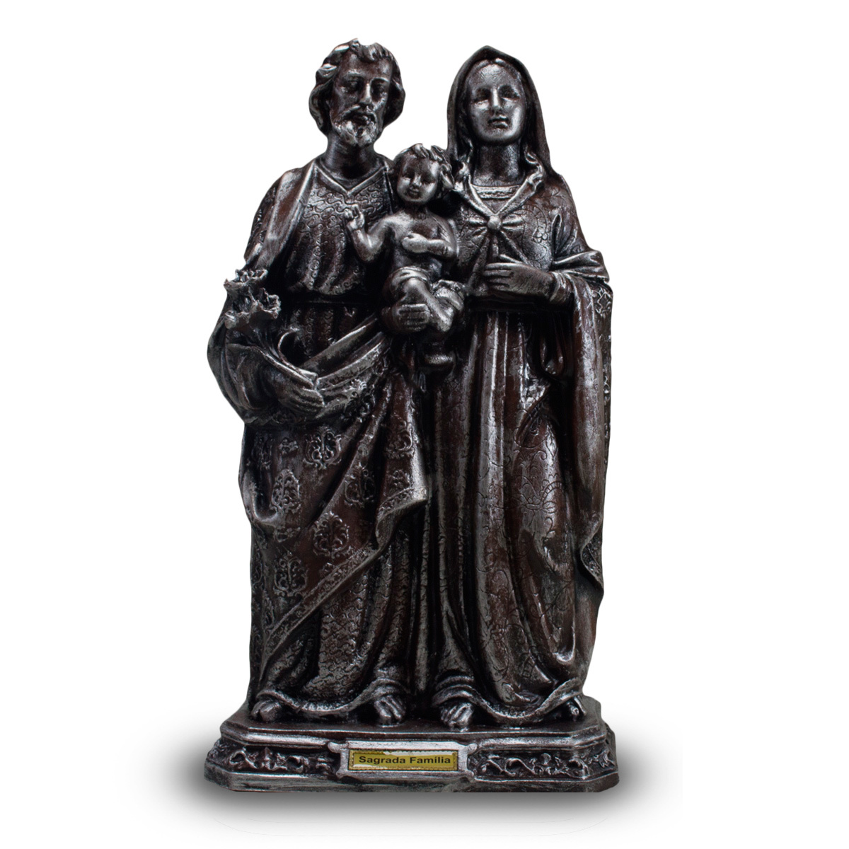 Imagem Sagrada Famlia prata 40Cm Inquebrvel