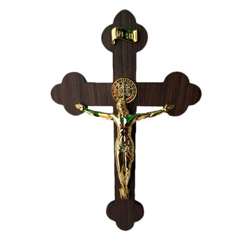 Crucifixo de madeira - São bento (com fixação para parede) 