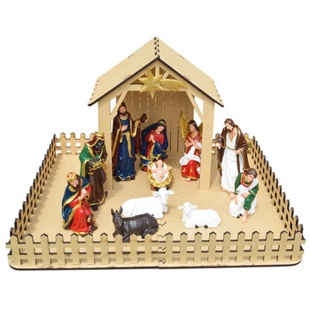 Est�bulo para Pres�pio Natalino em MDF 50x65cm