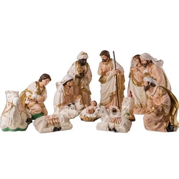 Pres�pio Natalino 14 Pe�as na cor Branca com Salm�o 30 cm-Inquebr�vel