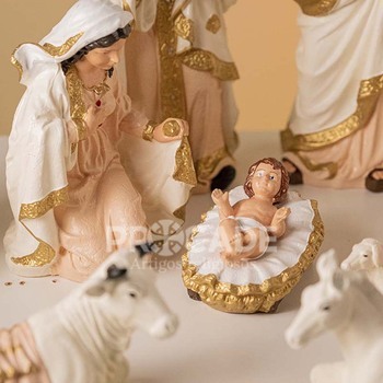 Pres�pio Natalino 14 Pe�as na cor Branca com Salm�o 30 cm-Inquebr�vel