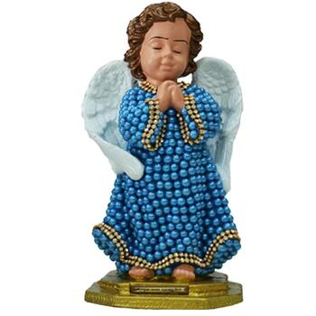Imagem Anjo da Guarda em Oração 21 cm Perola Azul 