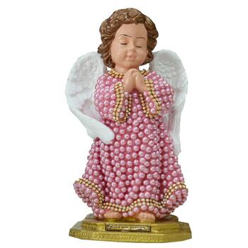 Imagem Anjo da Guarda em Oração 21 cm Perola Rosa
