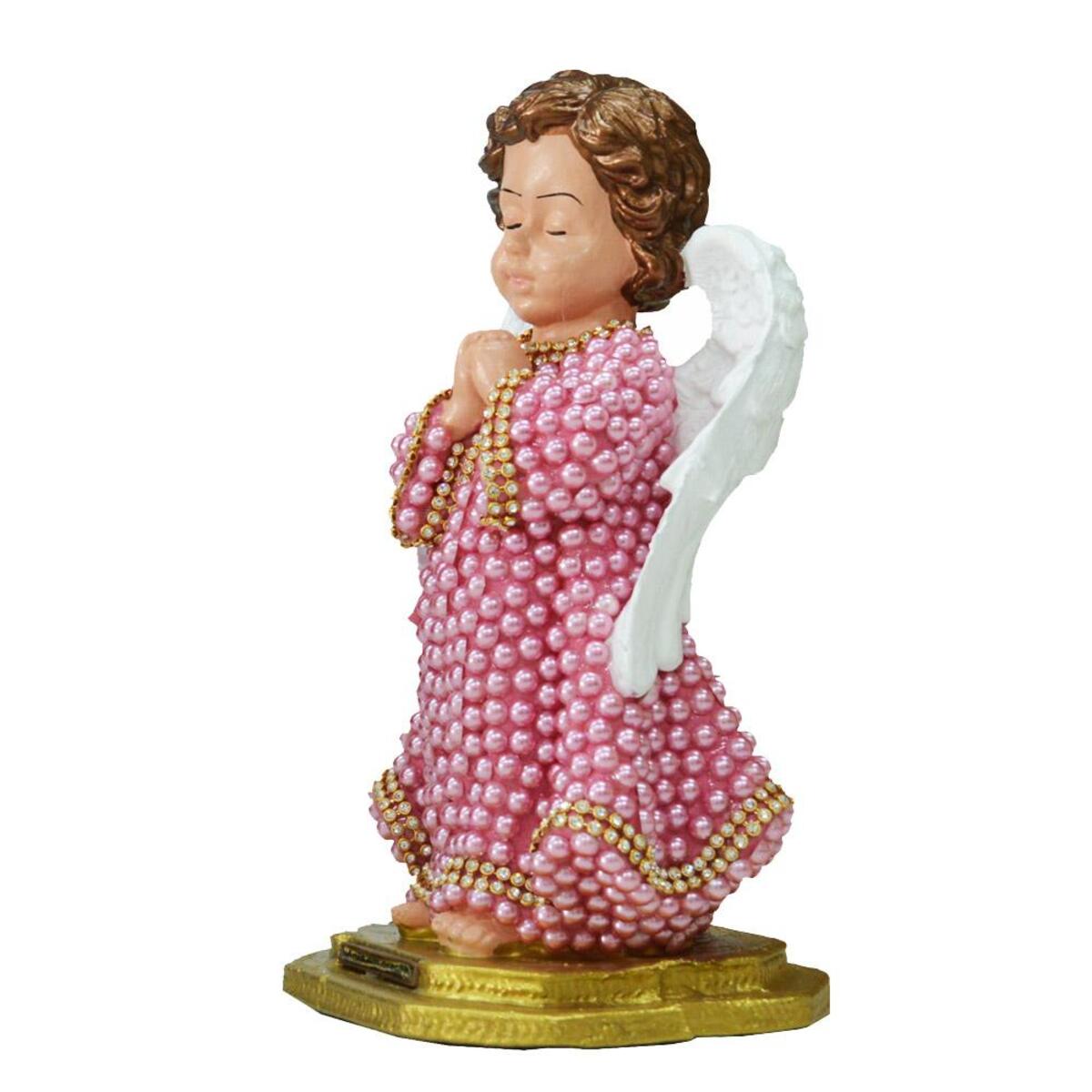 Imagem Anjo da Guarda em Orao 21 cm Perola Rosa