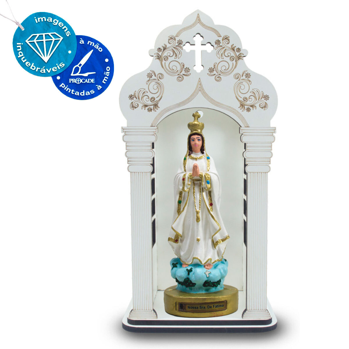 Capela 34 cm com Imagem de Nossa Senhora de Ftima Inquebrvel