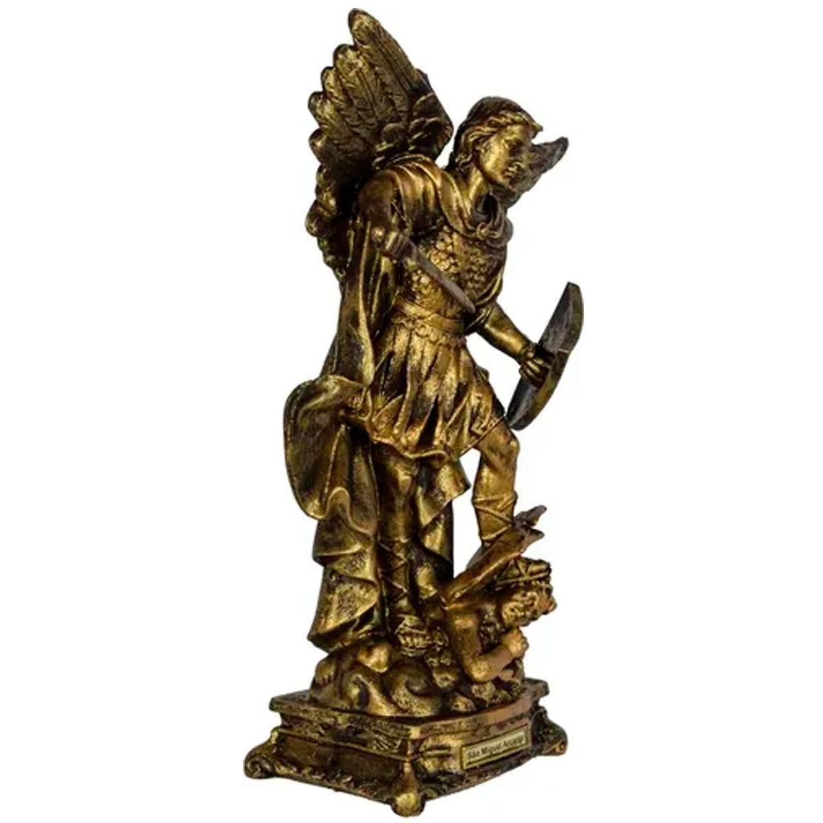 Imagem So Miguel Arcanjo Ouro Velho 38 Cm Inquebrvel