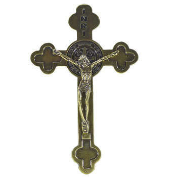 Crucifixo em Metal de parede 21 cm Ouro velho