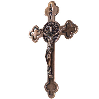 Crucifixo em Metal de parede 21 cm cobre envelhecido