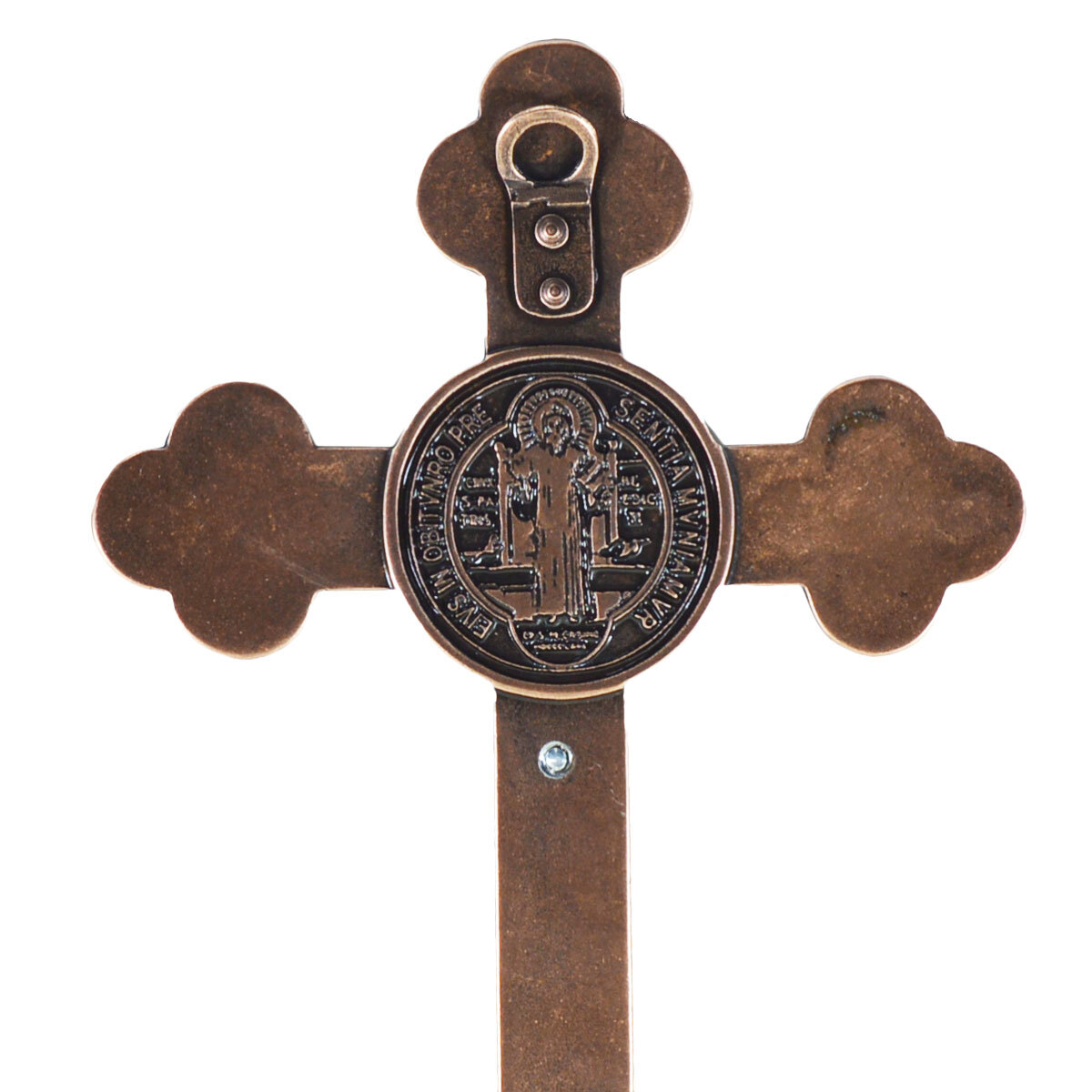 Crucifixo em Metal de parede 21 cm cobre envelhecido 