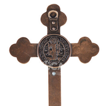 Crucifixo em Metal de parede 21 cm cobre envelhecido