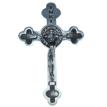 Crucifixo em Metal de parede 21 cm Prata envelhecido 