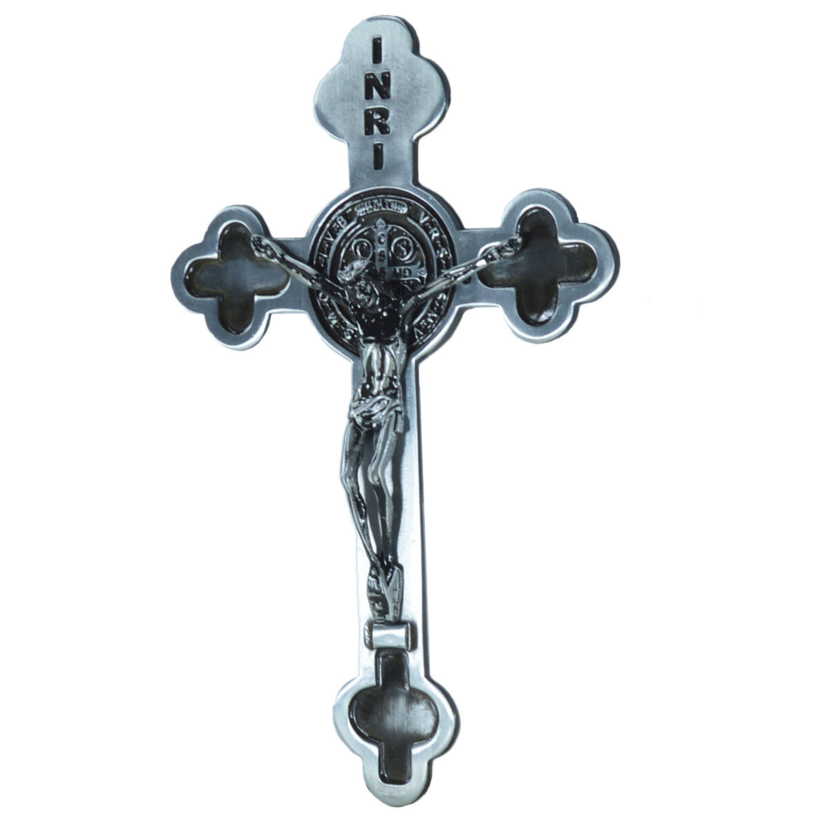 Crucifixo em Metal de parede 21 cm Prata envelhecido