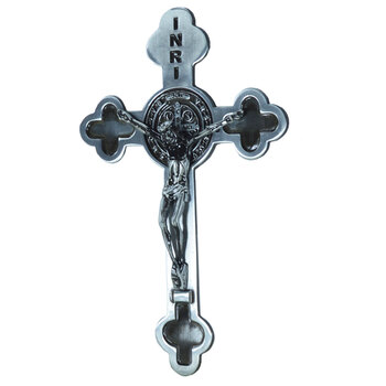 Crucifixo em Metal de parede 21 cm Prata envelhecido