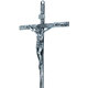 Crucifixo em Metal Fino de parede 25 cm Prata Envelhecido