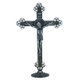 Crucifixo em Metal de mesa com strass 25 cm Prata Envelhecido 