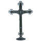 Crucifixo em Metal de mesa com strass 25 cm Prata Envelhecido 