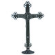 Crucifixo em Metal de mesa com strass 25 cm Prata Envelhecido