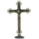 Crucifixo em Metal de Mesa com Strass 25 cm  Ouro Envelhecido