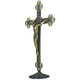 Crucifixo em Metal de Mesa com Strass 25 cm  Ouro Envelhecido