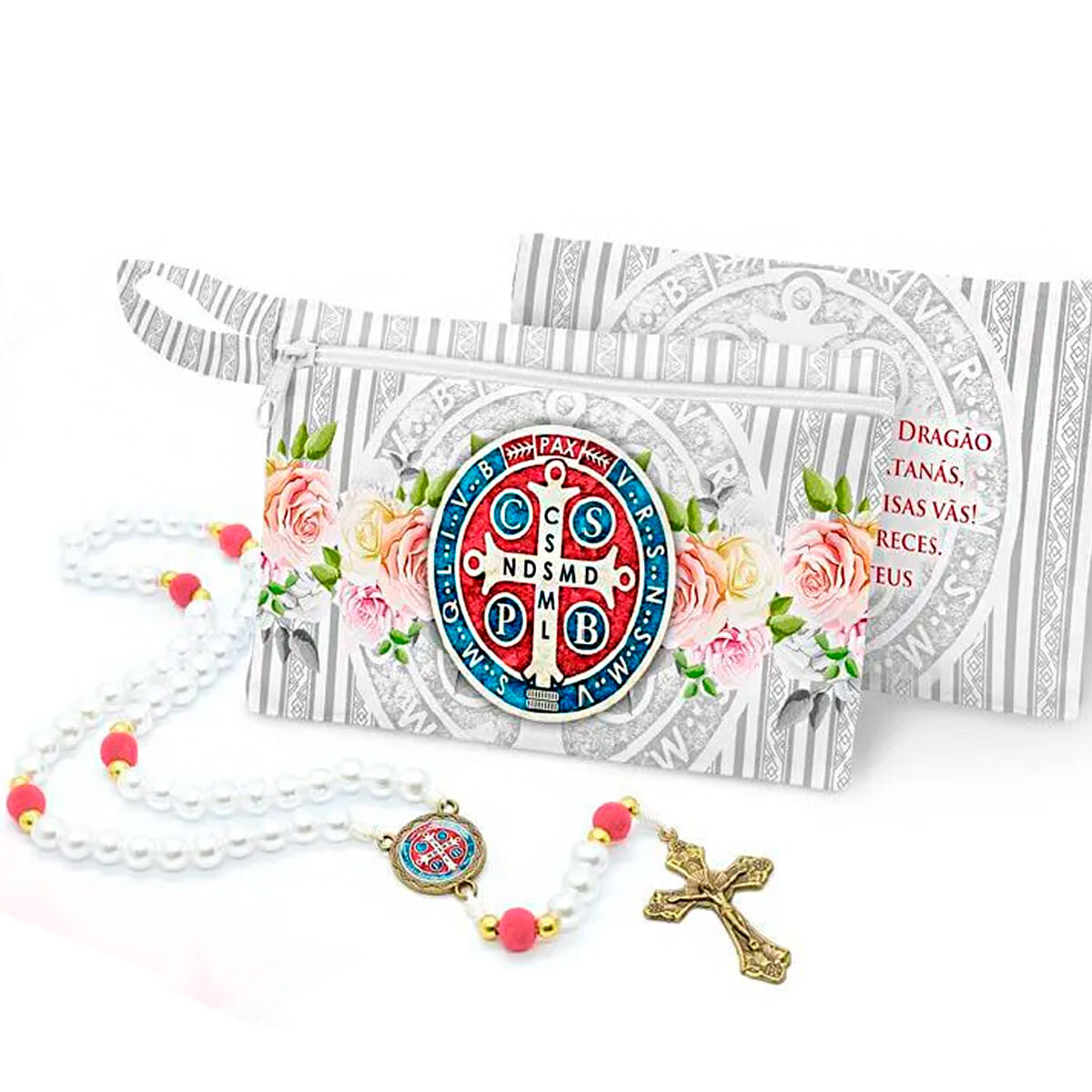 Tero de So Bento floral  com bolsinha - Edio Luxo