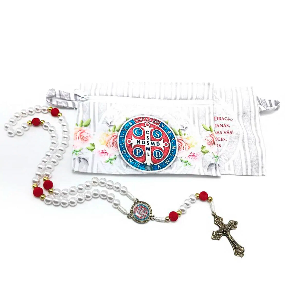 Tero de So Bento floral  com bolsinha - Edio Luxo