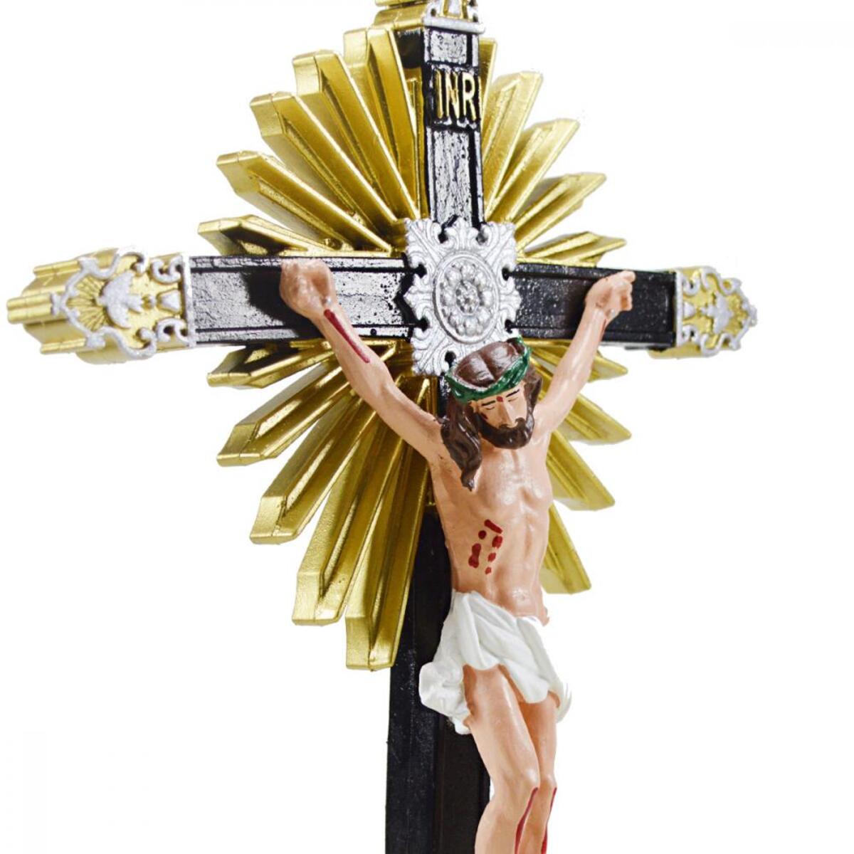 Imagem Crucifixo Sagrado com Pedestal 40 Cm Inquebrvel