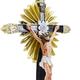 Imagem Crucifixo Sagrado com Pedestal 40 Cm Inquebrvel