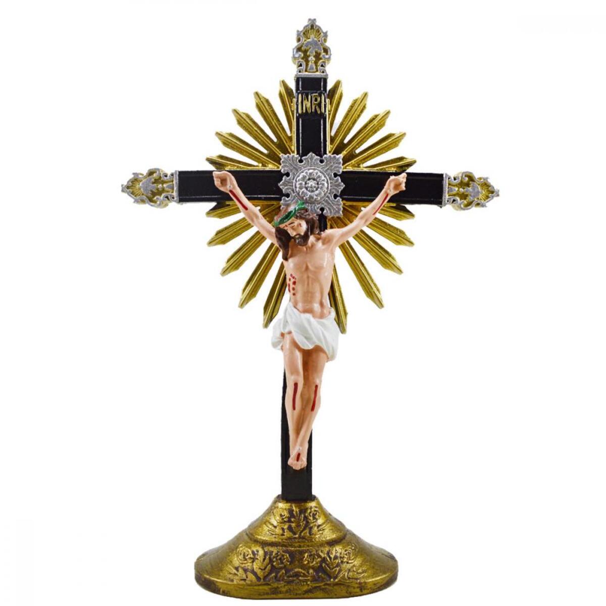 Imagem Crucifixo Sagrado com Pedestal 40 Cm Inquebrvel 