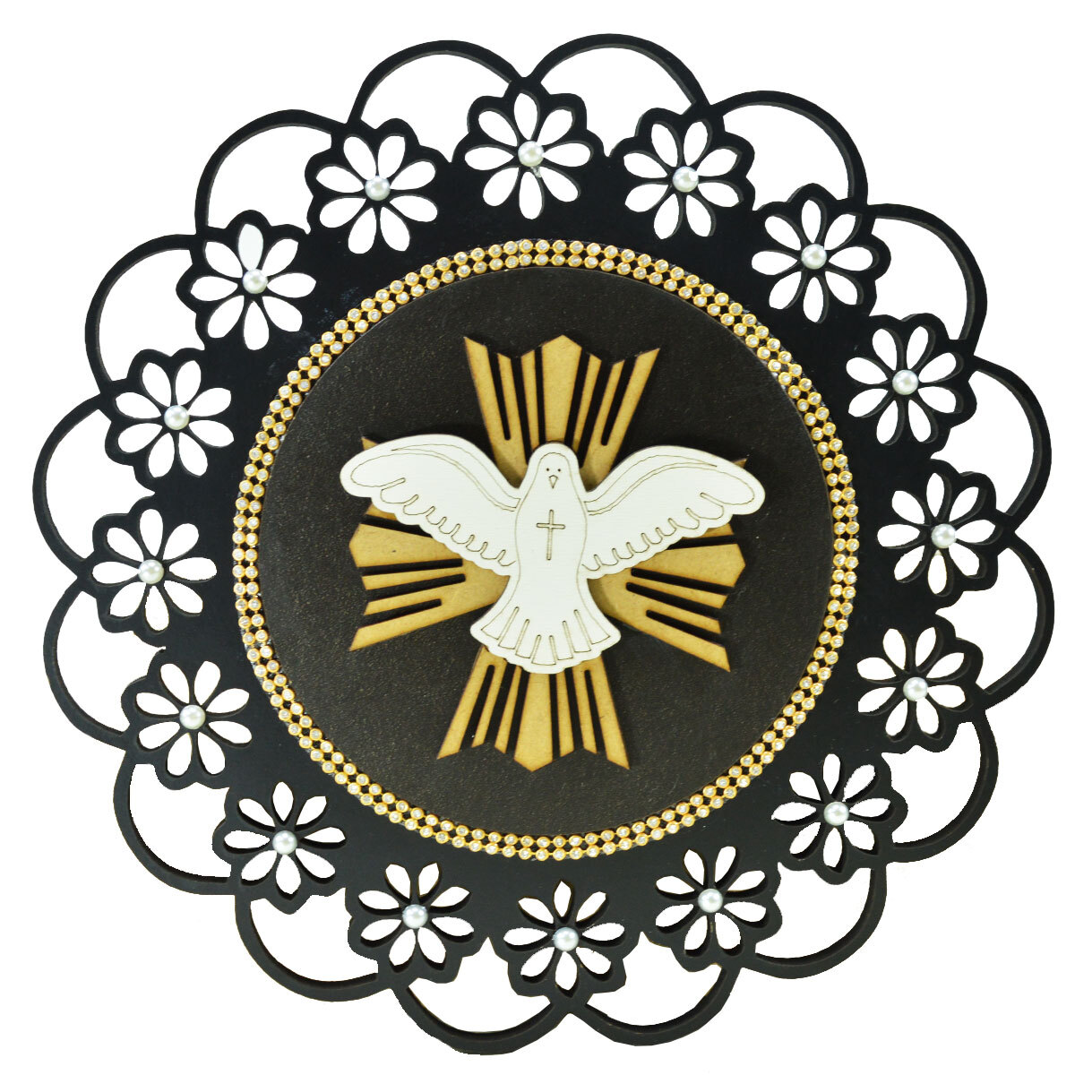 Mandala do Espirito Santo com strass 26 cM