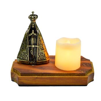 Adorno de Mesa Santa luz Nossa senhora Aparecida com Vela Eletrnica (04 unidades)