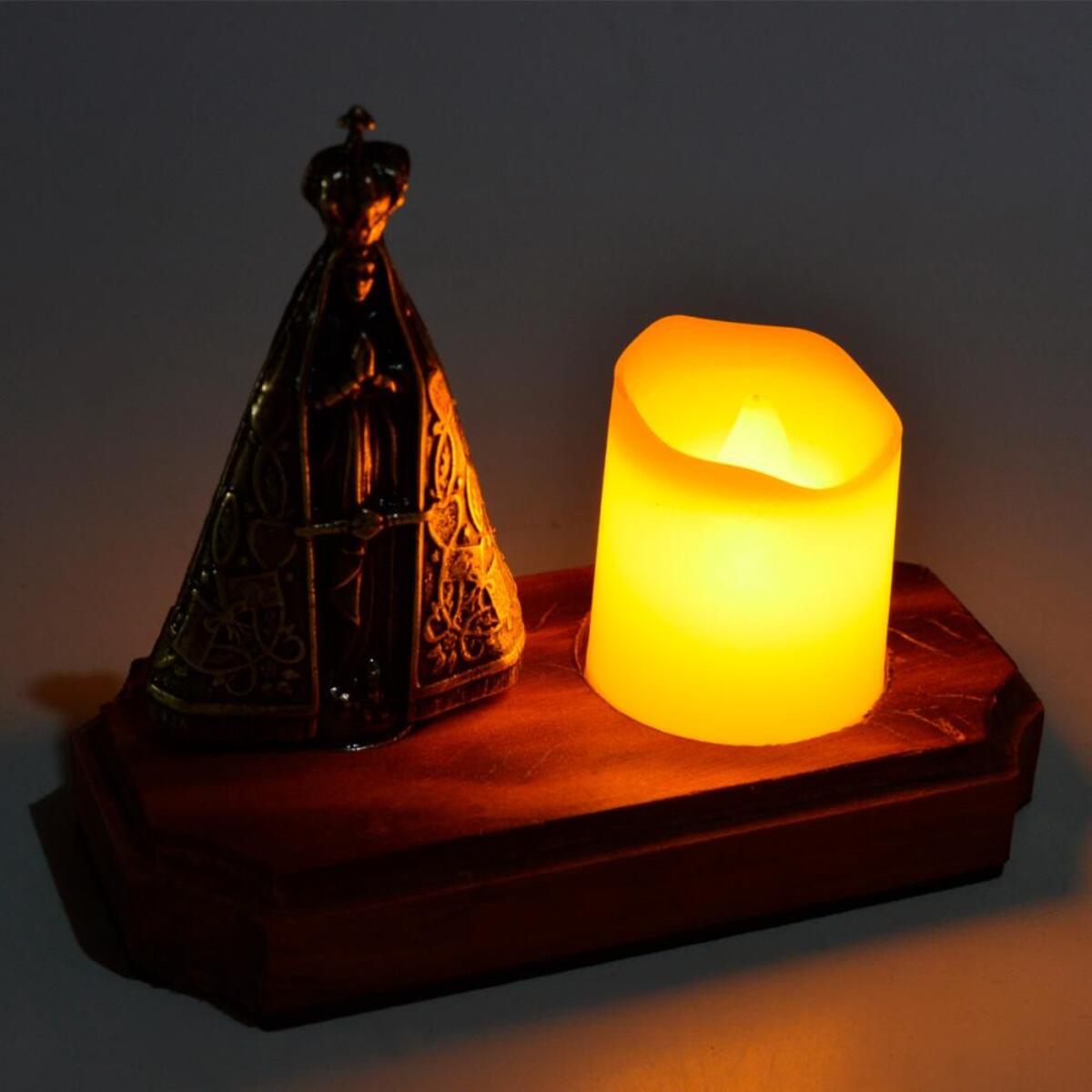 Adorno de Mesa Santa luz Nossa senhora Aparecida com Vela Eletrnica (04 unidades)