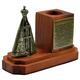 Porta Canetas Nossa Senhora Aparecida de Metal e Madeira Rstica 14 x10 cm