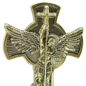 Cruz de So Miguel em metal para parede ou porta 18 cm ouro velho