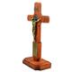 Crucifixo de Mesa Ou Parede em Madeira de Demolio com Metal - 13 cm