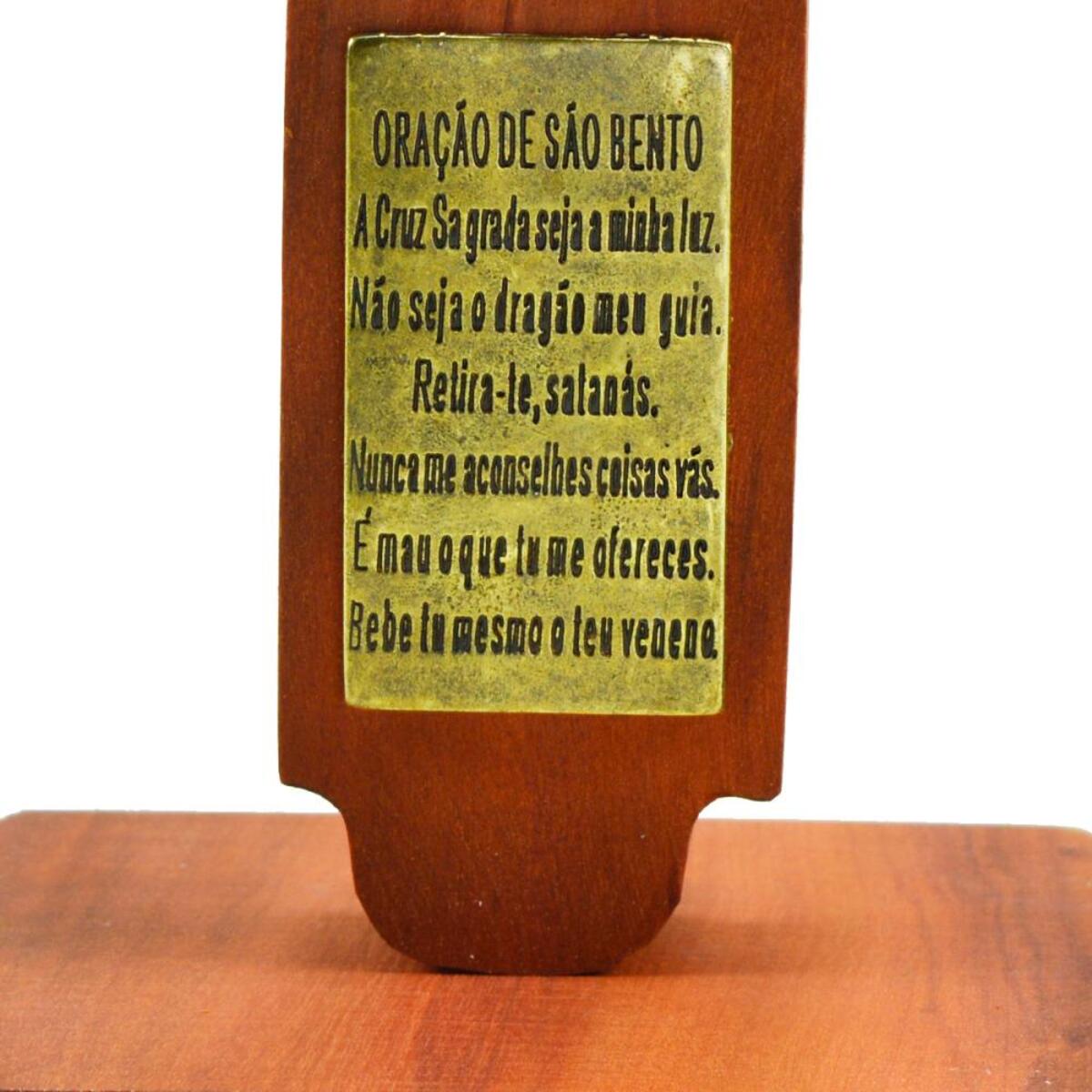 Crucifixo de Mesa Ou Parede em Madeira de Demolio com Metal - 13 cm