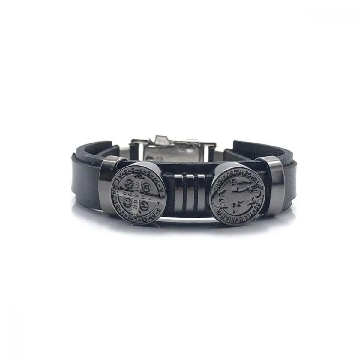 Pulseira luxo de So Bento em Couro (12 UNIDADES)