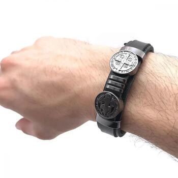 Pulseira luxo de So Bento em Couro (12 UNIDADES)