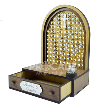 Altar com gaveta de pedidos de Ora��o, ideal para imagens de at� 24 cm + Ter�o Gr�tis na garrafinha.