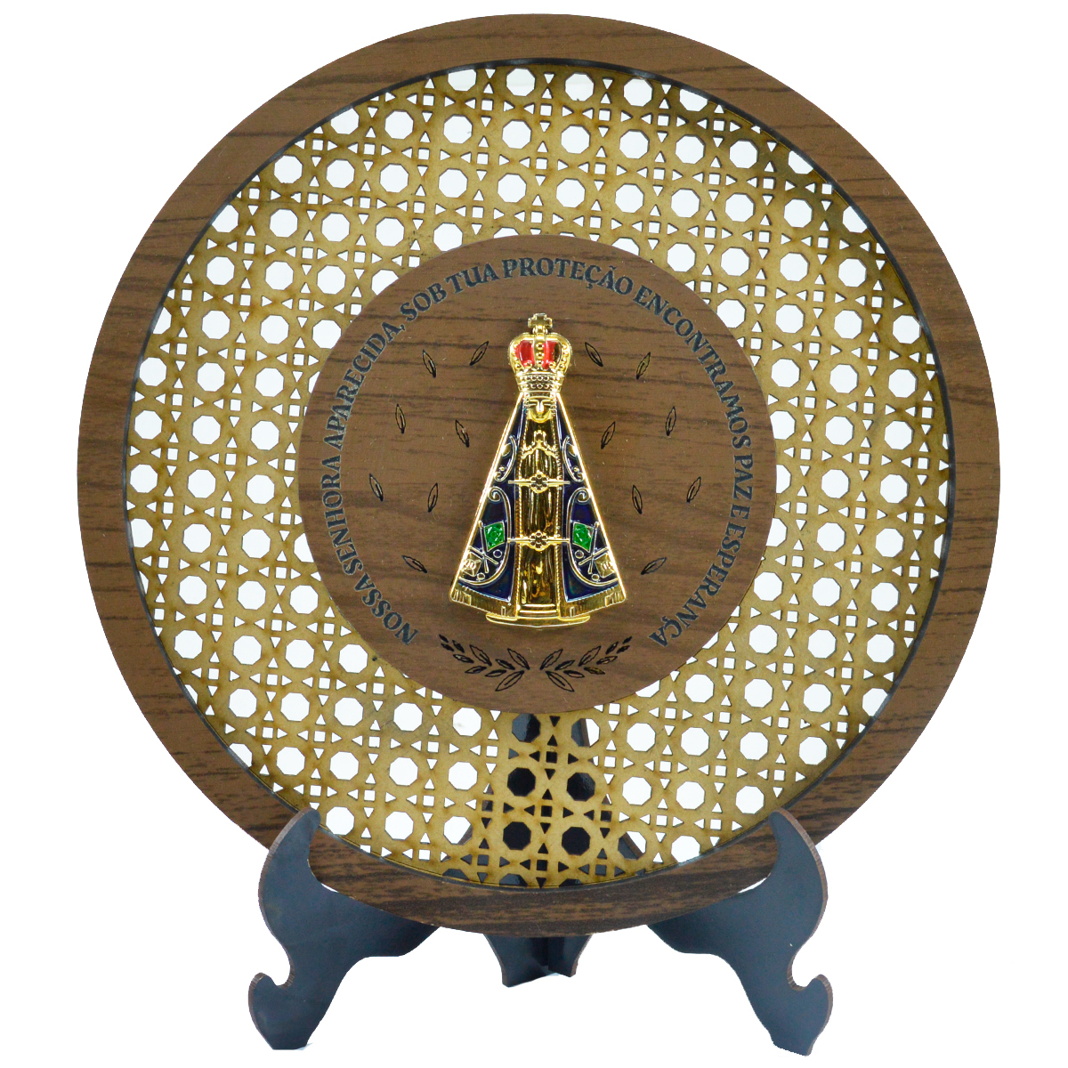 andala Nossa Senhora Aparecida Efeito Rattan 24 cm para balco ou parede