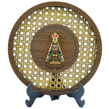 andala Nossa Senhora Aparecida Efeito Rattan 24 cm para balco ou parede