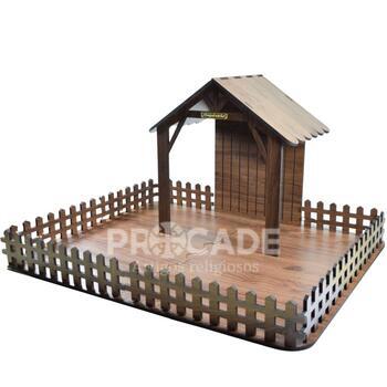Est�bulo para Pres�pio Natalino em MDF Madeirado 50x65cm