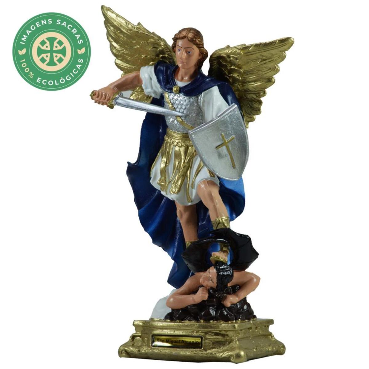 Imagem S�o Miguel Arcanjo Branco com azul 38 Cm Inquebr�vel 