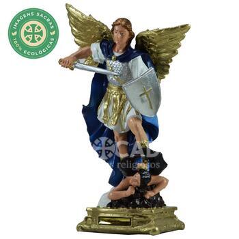 Imagem S�o Miguel Arcanjo Branco com azul 38 Cm Inquebr�vel 
