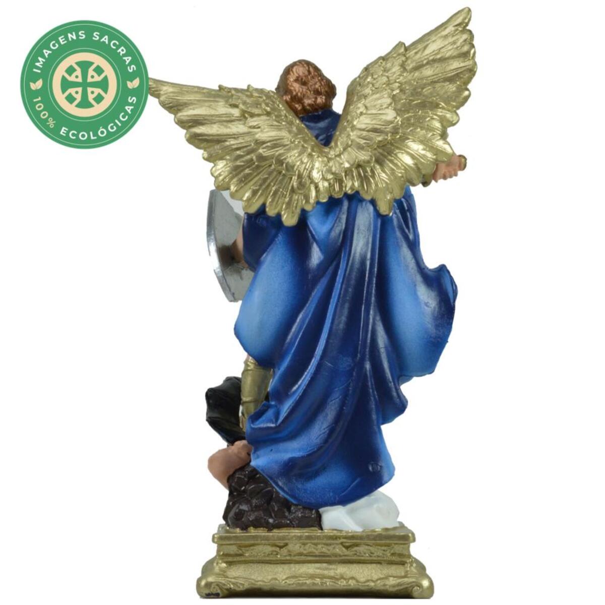 Imagem S�o Miguel Arcanjo Branco com azul 38 Cm Inquebr�vel 