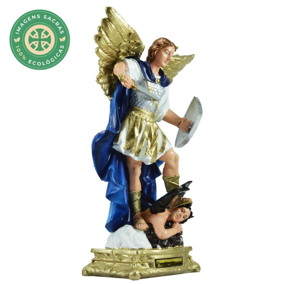 Imagem S�o Miguel Arcanjo Branco com azul 38 Cm Inquebr�vel 