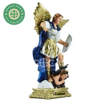 Imagem S�o Miguel Arcanjo Branco com azul 38 Cm Inquebr�vel 