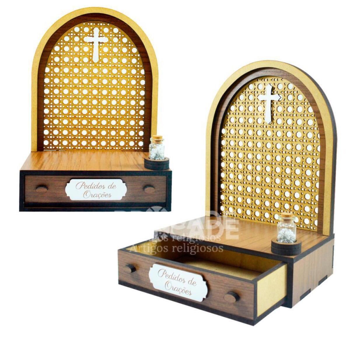 Altar com gaveta de pedidos de Ora��o N.Sra. de F�tima com os Pastorinhos (24 CM)+ Ter�o Gr�tis.